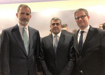 Ο Γ.Γ. Τουριστικής Πολιτικής και Ανάπτυξης κ. Γ. Τζιάλλας με το Βασιλιά Φελίπε της Ισπανίας και τον Γ.Γ. του Παγκόσμιου Οργανισμού Τουρισμού των Ηνωμένων Εθνών, UNWTO, κ. Zurab Pololikashvili