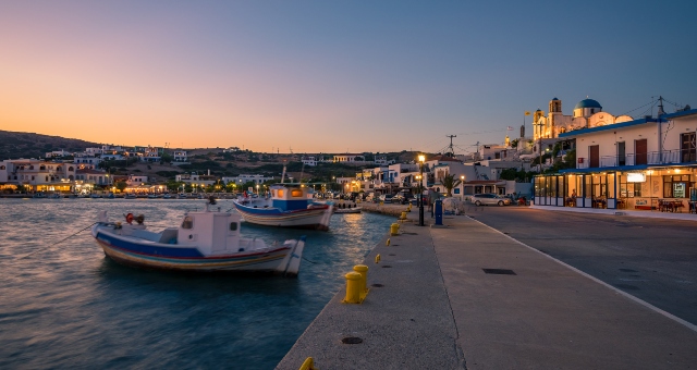 sunset port leipsoi dodecanese fishing boats lights ferry routes