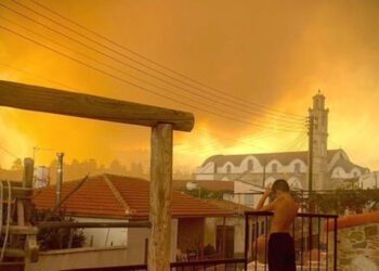 smoke from a forest fire is seen in ora village larnaca cyprus july 3 2021 in this picture obtained from social media. andrea anastasiou via reuters