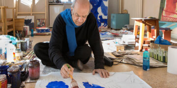 alekos fassianos portrait painting on floor 1024x658 1