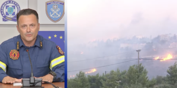 Φωτιά στην Πεντέλη – Εκκένωση με μήνυμα του 112 από Ανθούσα, Ντράφι, Διώνη και Δαμάσι