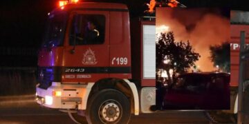 Μάχη με τις φλόγες τη νύχτα, σε απόσταση αναπνοής από υπαίθριο γλέντι!